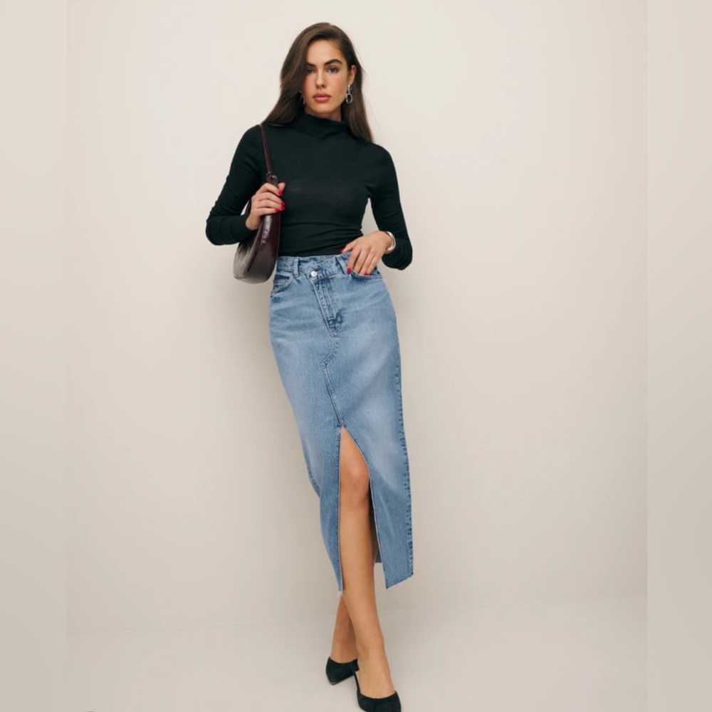 Reformation Nila Long denim skirt